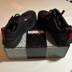 Men's Black and Red Athletic Safety Shoes
